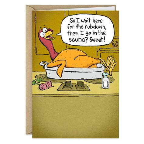 Turkey Rubdown and Sauna Funny Thanksgiving Card | Thanksgiving quotes ...