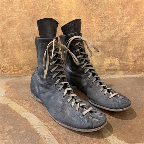 Vintage 1930s Boxing Boots 30s 40s 50s Black Leather Lace-up | Etsy ...