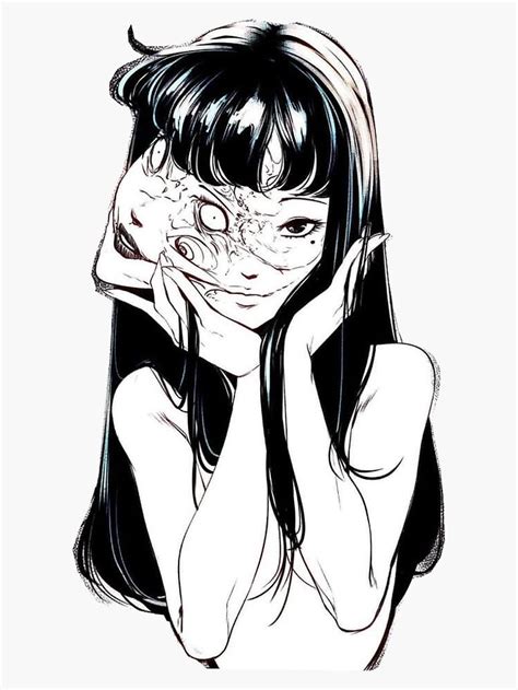 'Tomie ' Sticker by electraheartxx in 2020 | Creepy art, Dark art drawings, Manga tattoo