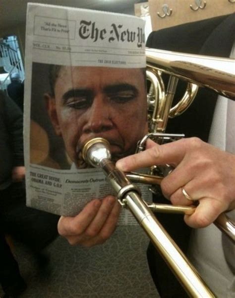 Obama Playing A Trombone | Band jokes, Music humor, Music jokes