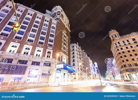 Gran Via. Madrid editorial photography. Image of dusk - 42220342