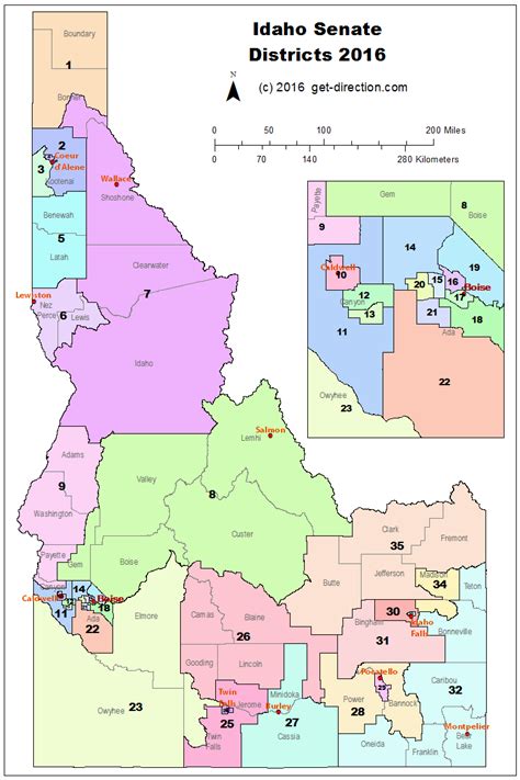 Map of Idaho Senate Districts 2016