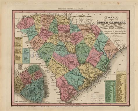 South Carolina Old Map Tanner 1836 Digital Image Scan Download Printable - Old Map Downloads ...