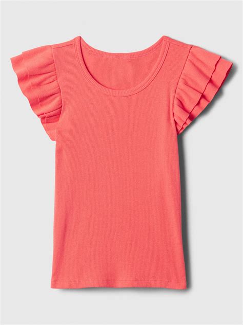 Kids Ribbed Flutter Sleeve T-Shirt | Gap Factory