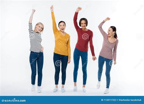 Joyful Attractive Women Saying Yes Stock Photo - Image of feministic, democracy: 112511722