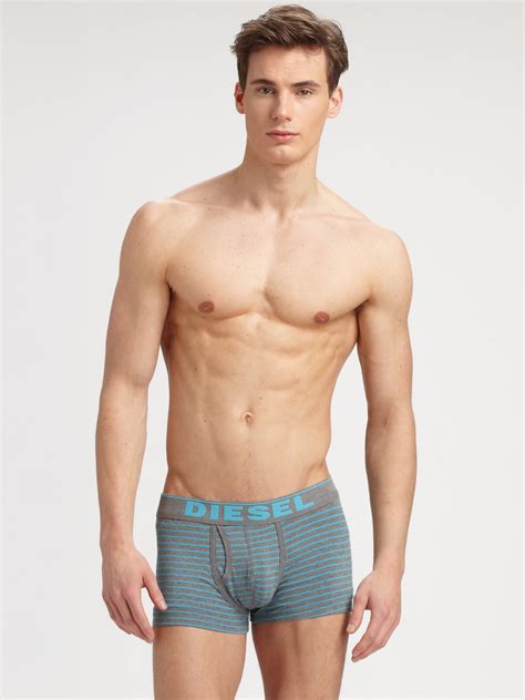 Lyst - Diesel Divine Striped Boxer Trunks in Gray for Men