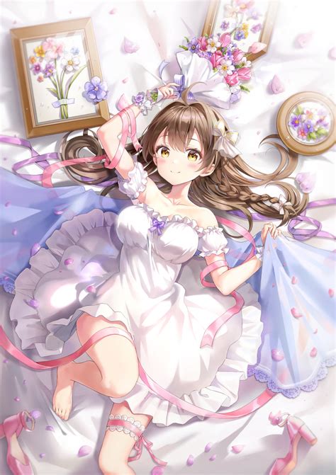 Anime girl with brown hair in white dress [Original] : r/awwnime