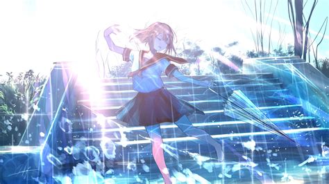 Download 3840x2160 Anime School Girl, Dancing, Raining, Closed Eyes, Umbrella Wallpapers for UHD ...