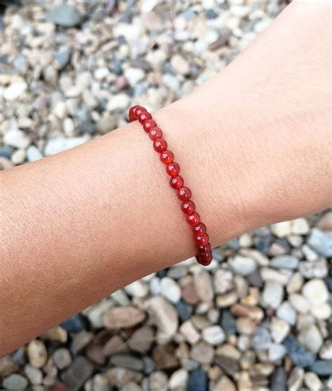 Carnelian Bracelet Red Bead Bracelet Red Carnelian Jewelry | Etsy