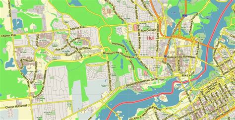 Gatineau Quebec Canada Map Vector City Plan Low Detailed (for small print size) Street Map ...