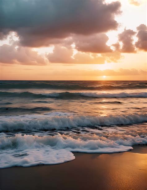 Beach Sea Waves Sunset Free Stock Photo - Public Domain Pictures