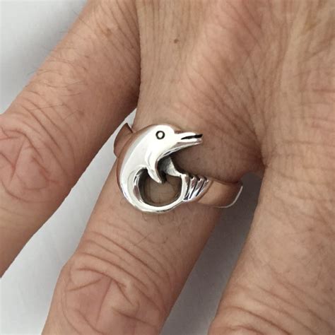 Sterling Silver Dolphin Ring, Silver Ring, Ocean Ring, Boho Ring – Indigo & Jade