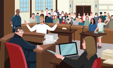 Court judgment, law justice concept vector illustration. Cartoon advocate lawyer or prosecutor ...