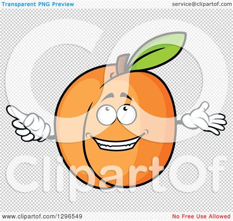 Clipart of a Cartoon Apricot Character Pointing - Royalty Free Vector ...