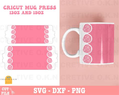 Cricut mug press svg wraps, rose mug press svg,for 15oz mug sizes, Mug Press Wrapping Template ...