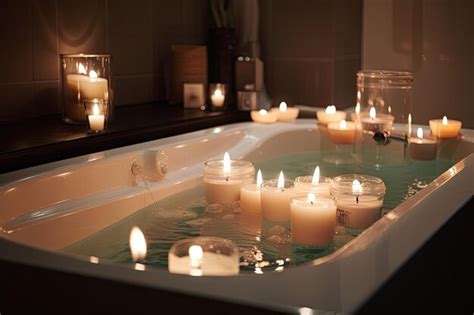 Premium AI Image | Relaxing bath with candles and aromatherapy oils for soothing experience ...