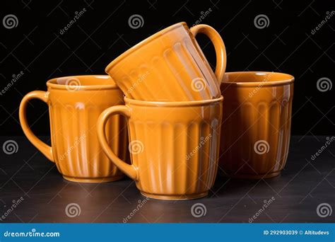 Four Differently Sized Coffee Mugs Set Together Stock Image - Image of ...