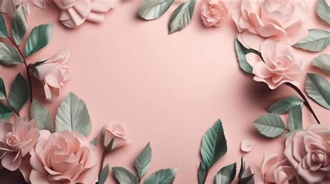 Premium AI Image | Pink paper flowers on a pink background