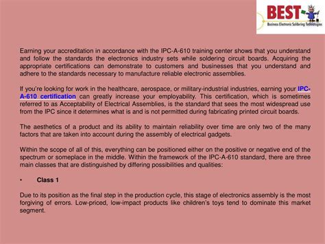 PPT - Why Is IPC-A-610 Certification Important For Electrical Industry? PowerPoint Presentation ...