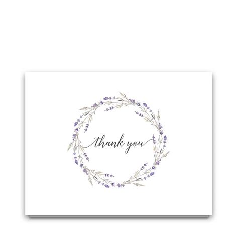 Wedding Thank You Cards Lavender Floral Wreath Watercolor Greenery