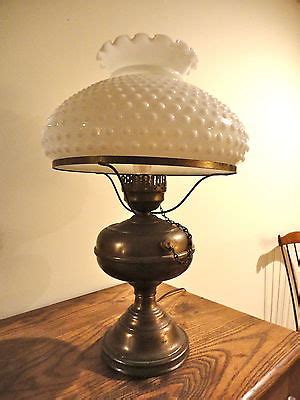 Vintage hurricane lamp with large hobnail milk-glass globe -- Antique Price Guide Details Page