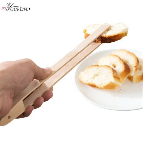 OYOURLIFE 1pc Kitchen Wooden Food Tongs Cooking Utensils Non Slip Bread ...