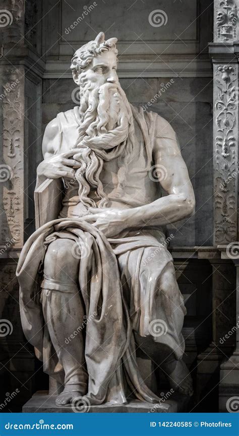 Moses, 1515 Renaissance Carrara Marble Sculpture by Michelangelo Buonarroti, Housed in the ...