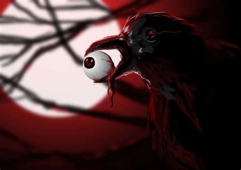 Download Scary Blood Eyeball Bird Raven Dark Creepy HD Wallpaper