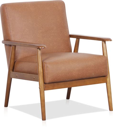 Jennings Accent Chair - Brown Faux Leather | American Signature Furniture