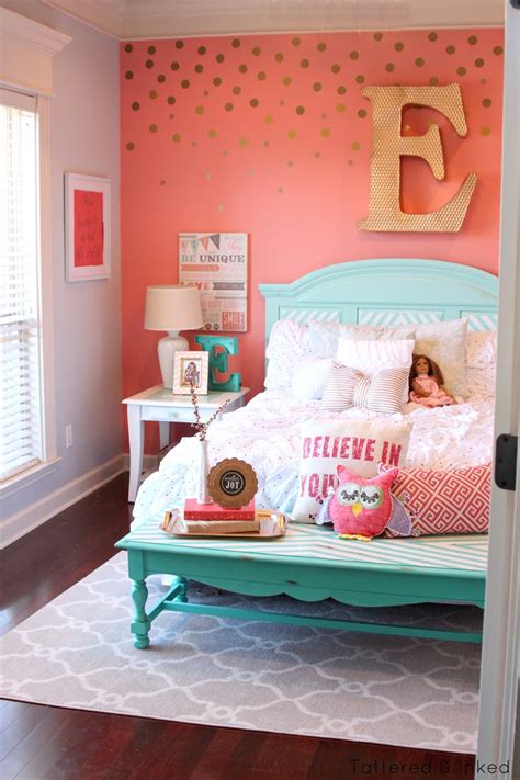 Tattered and Inked: Coral & Aqua Girl's Room Makeover