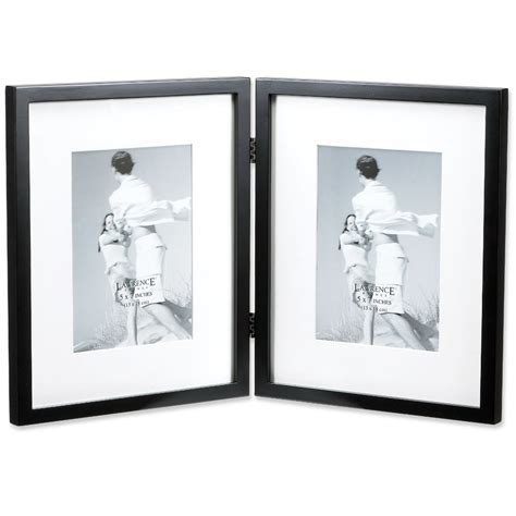 Black Wood 8x10 Hinged Double Picture Frame Matted to 5x7 - Walmart.com ...