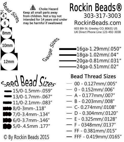 Pin by Jackie Bausch Vanover on Beading | Bead size chart, Seed bead ...