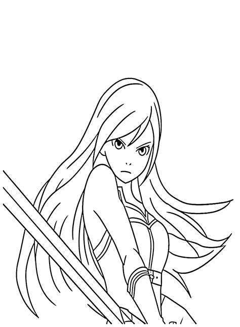 Erza Scarlet Coloring Sheet - Free Printable Coloring Pages