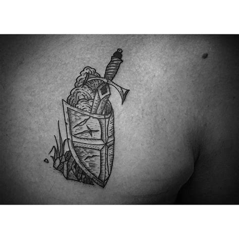 Etching Shield and Sword tattoo | Best Tattoo Ideas Gallery