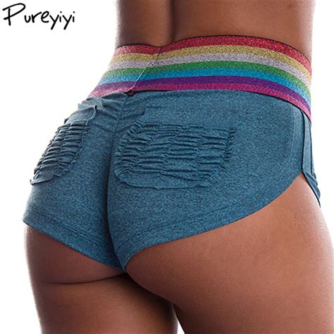 Sports Shorts for Women Sexy Mini Short Purple Blue Colors Women Sports Shorts Gym Workout ...