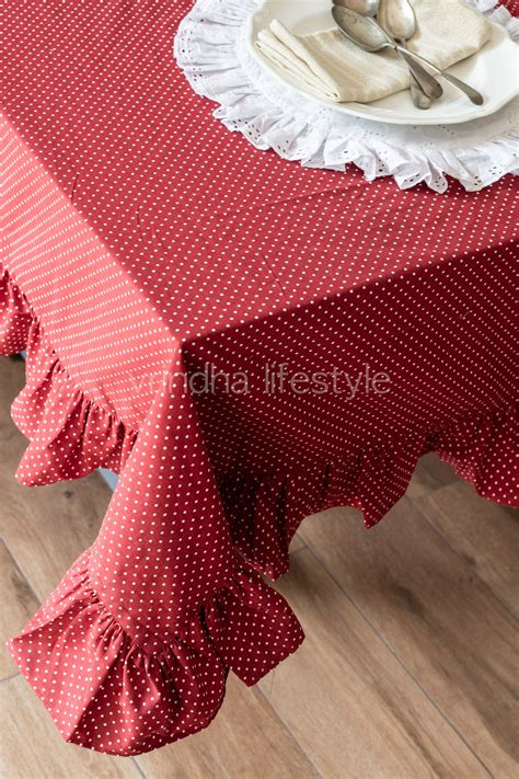 COTTON TABLE CLOTH with frill-8 seater,customisable – Vrindha Lifestyle