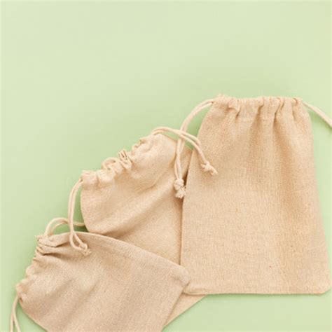 Beige 12 OZ Canvas Drawstring Bags