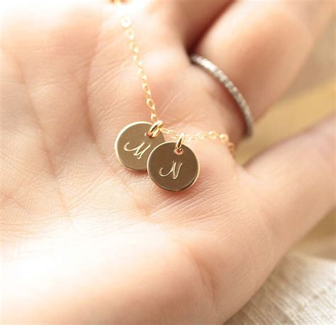 Initial Necklace Gold Filled TWO Initial Charms - Etsy