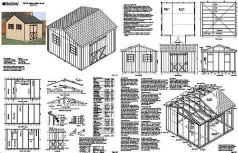 12' X 12' Gable Roof Style Storage Shed Plans, Design #E1212