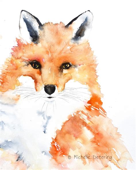 Fox Watercolor Fox Art, Nursery Fox Art, Fox Decor, Fox Painting, Nature Watercolor, Whimsical ...