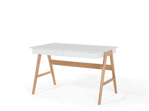 Desk - Computer Desk - Computer Table - 2 Drawers - 120x70 cm - White - SHESLAY. Follow Beliani ...