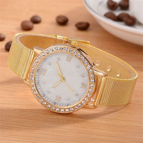 Classic Steel Band Minimalist Womens Watches Diamond Dial Date Waterproof Fashion Quartz Watches ...