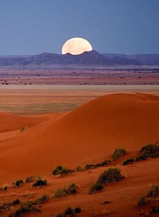 Beautiful Nature (Moonrize over Dina, pro-Namib plains, Africa, by...)