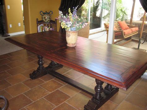 European Paint Finishes: ~ Spanish Colonial Trestle Table ~ | Glass round dining table, Glass ...