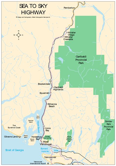 Highway And Train Way Map of Whistler - MapSof.net