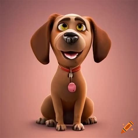 Smiling brown dog from disney pixar on Craiyon