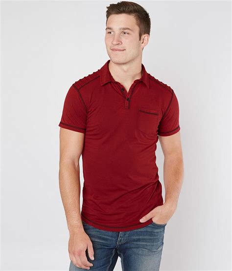 Buckle Black Accordion Burnout Polo - Men's Polos in Red | Buckle