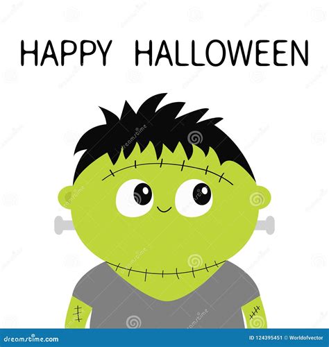 Frankenstein Monster. Happy Halloween. Cute Cartoon Funny Spooky Baby ...