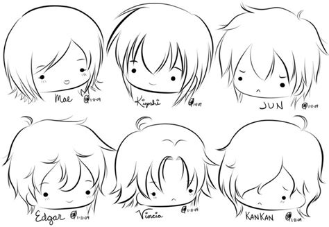 OC Chibi Heads 1 - lineart | Chibi hair, Chibi body, Chibi drawings