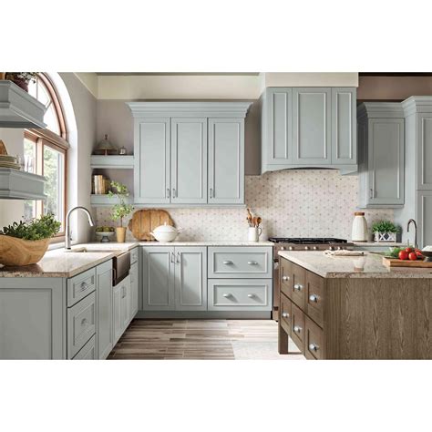 KraftMaid Lansing Maple Rocky Mountain Sky and Hayward Oak Baltic-HDINSTLMRMSHOB - The Home ...